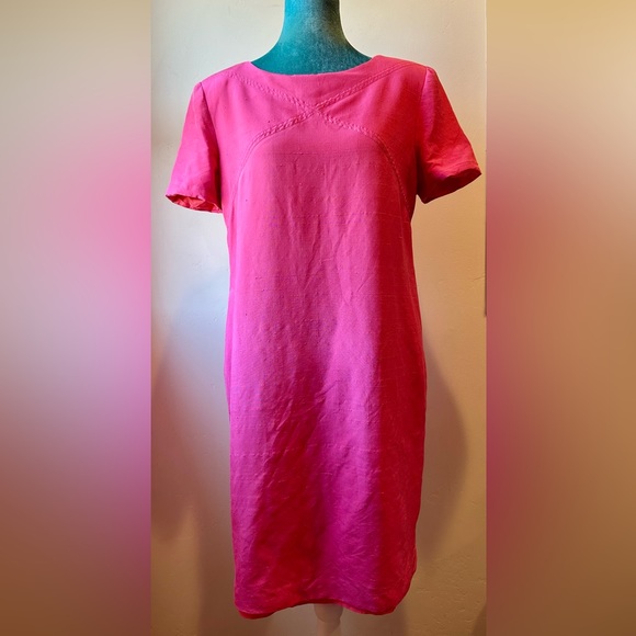 100% Silk Fuchsia Colored Dress - Picture 1 of 4